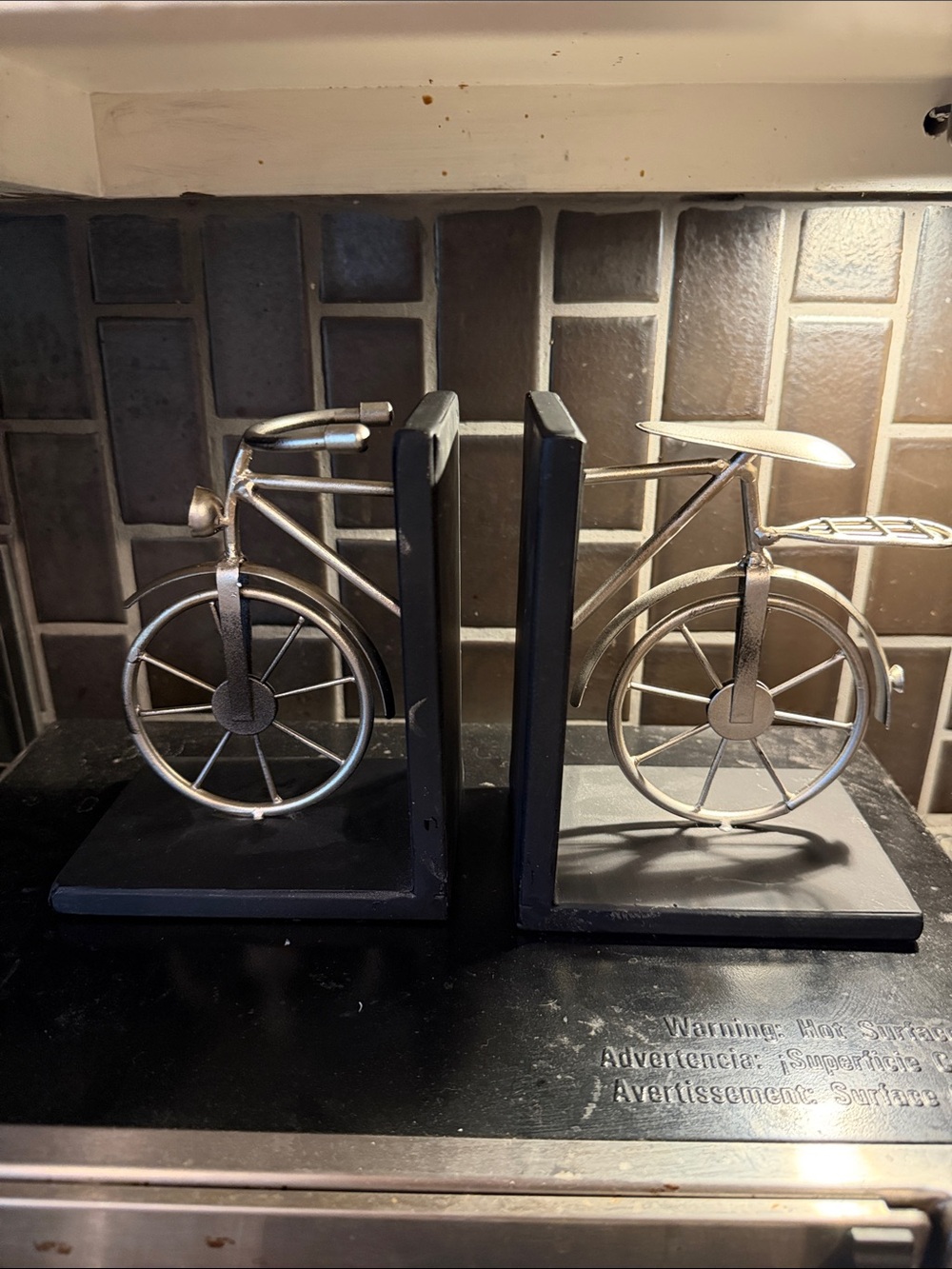 Decorative Silver Bicycle Bookends - Home Art